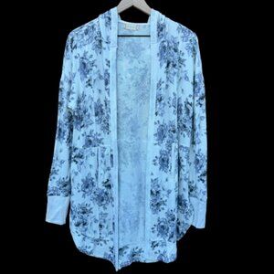 Altar'd State Floral Hooded Knit Cardigan Small Open Front Pockets Cottagecore